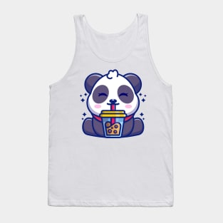 Cute panda drinking boba milk tea cartoon Tank Top